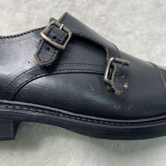 Frye Men\'s Black James Double Monk Strap Oxford Leather Shoes Size 9 1/2 main image 5